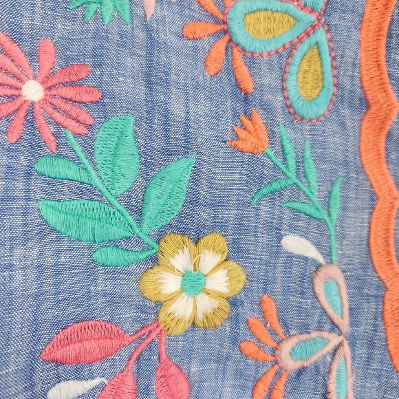 Talbots Embroidered Linen Shift Dress 22W Women Plus Sleeveless Coastal Blue New - Picture 5 of 15